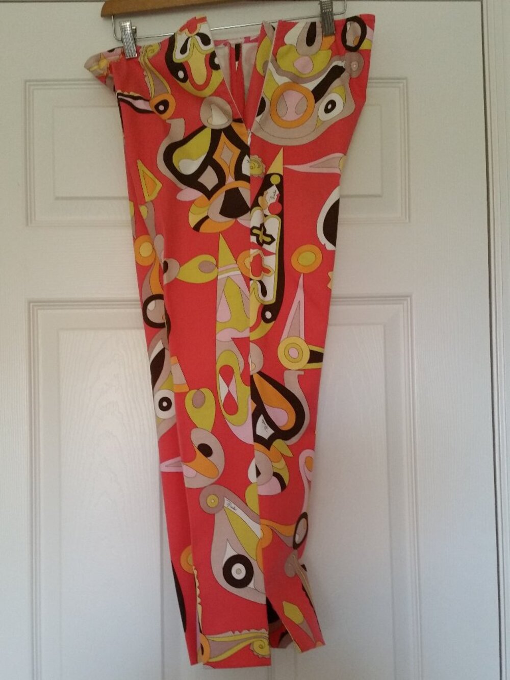 EMILIO PUCCI Iconic Abstract Colorful Print Cotton Twill Pants Cropped IT46 8/10